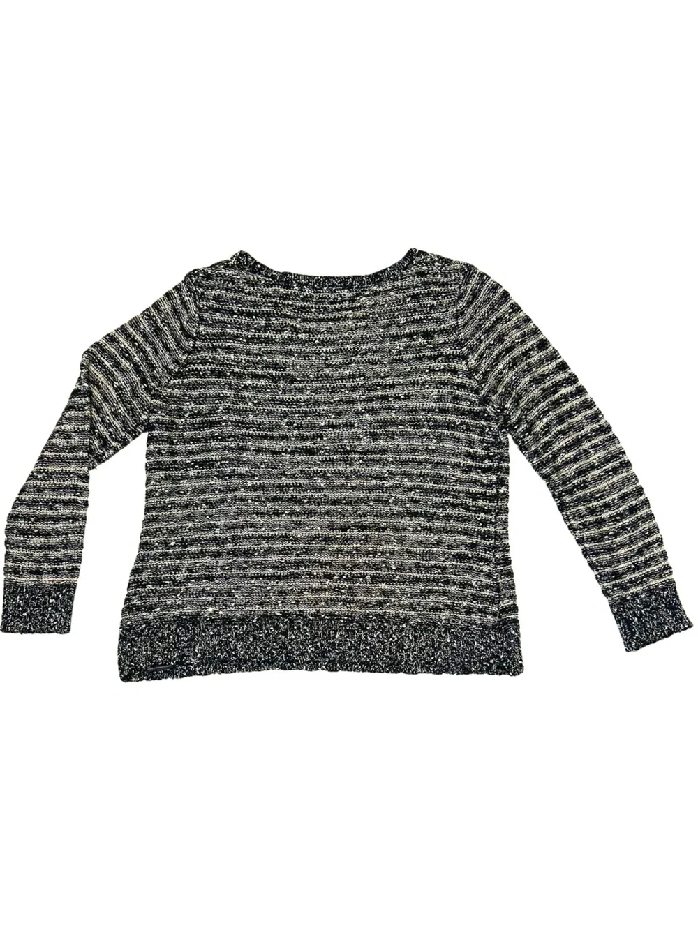 Harley-Davidson 1W Metallic Sequin Striped Knit Sweater Black Ivory